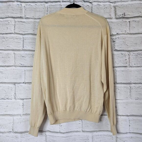 PRONTO UOMO Jumper Men's Medium Silk Blend Knitted Crew Neck Pullover Beige - Picture 9 of 11
